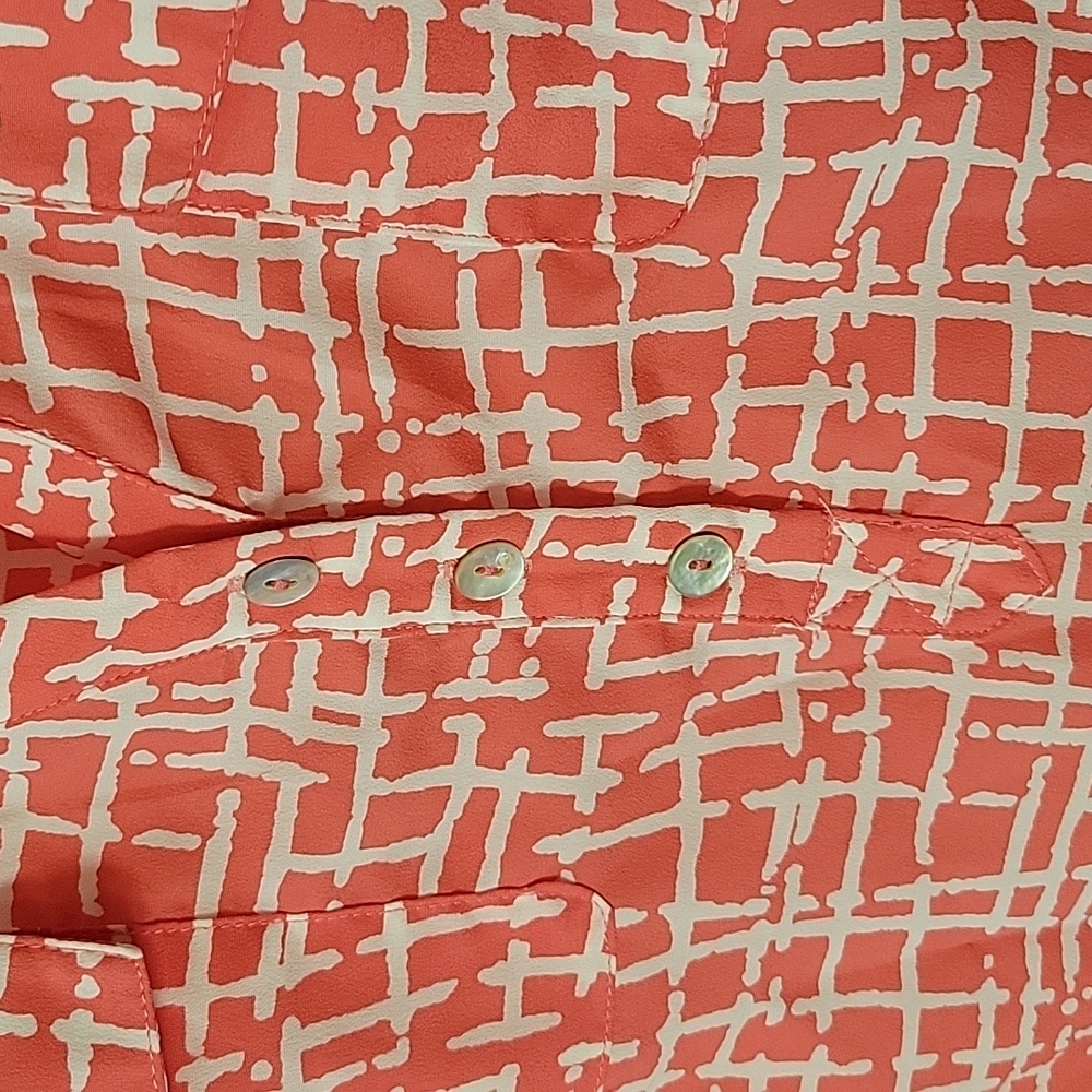 41 Hawthorne Orange Geometric Blouse - Small - Picture 4 of 8